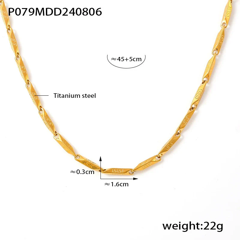 Wholesale Titanium Steel Goldplated Fashion Necklace And Bracelet With Diamond Carved Pattern For Women - Image 29