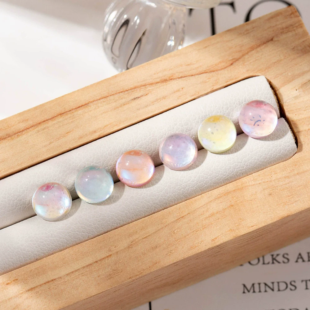 Wholesale Titanium Steel Handmade Geometric Sweet Women's Imitation Moonstone Screw Earrings - Image 3