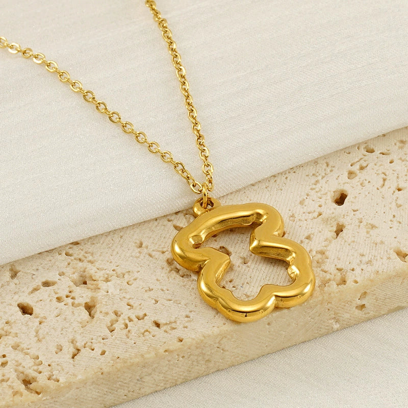 Wholesale 316L Stainless Steel Hollow Three Dimensional Bear Light Luxury Niche Women's Necklace With Electroplating - Image 4