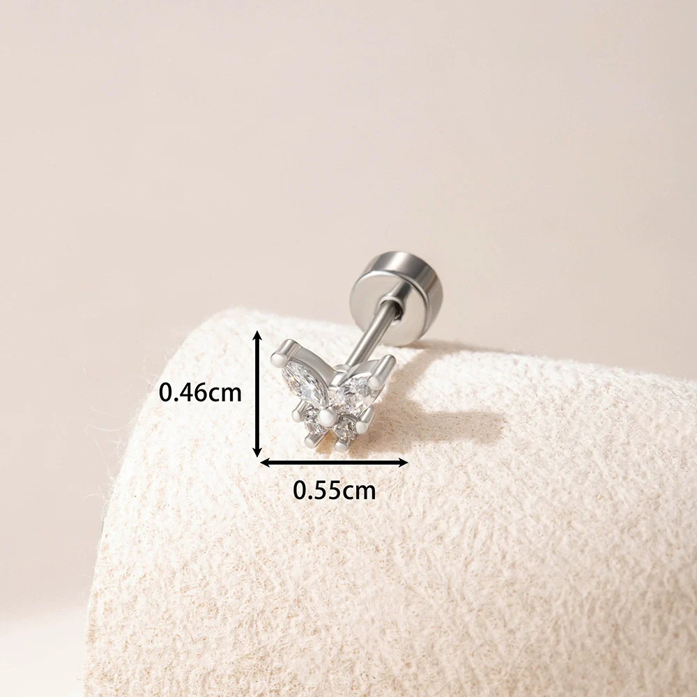 Wholesale Titanium Steel Inlaid Zircon Mini Butterfly Earrings For Women Lovely Style - Image 6