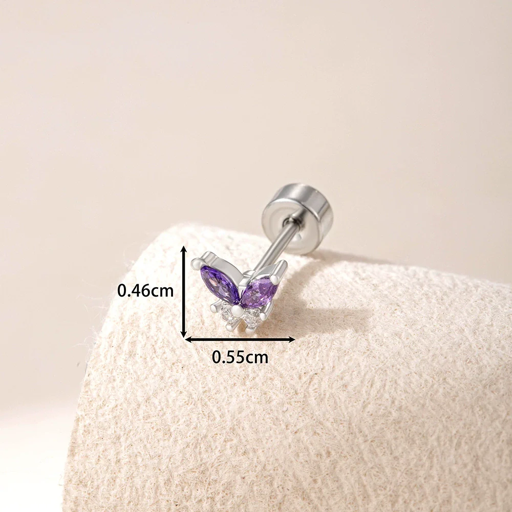 Wholesale Titanium Steel Inlaid Zircon Mini Butterfly Earrings For Women Lovely Style - Image 8