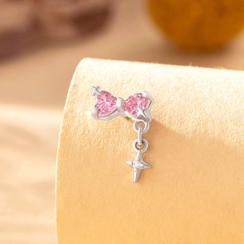 Wholesale Titanium Steel Microinlaid Zircon Animal Cat Head Ear Nail For Women - Image 5