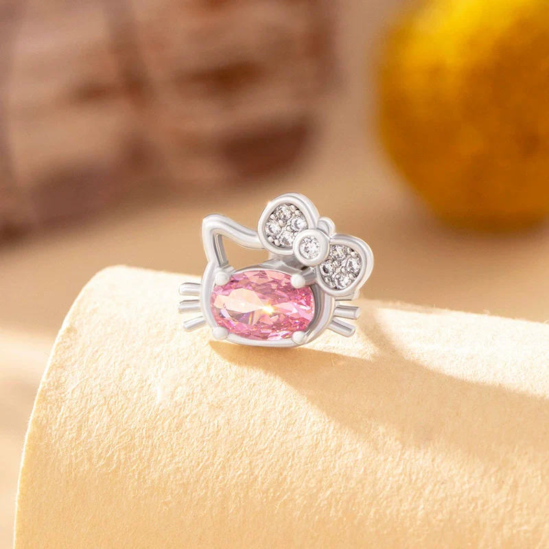 Wholesale Titanium Steel Microinlaid Zircon Animal Cat Head Ear Nail For Women - Image 9