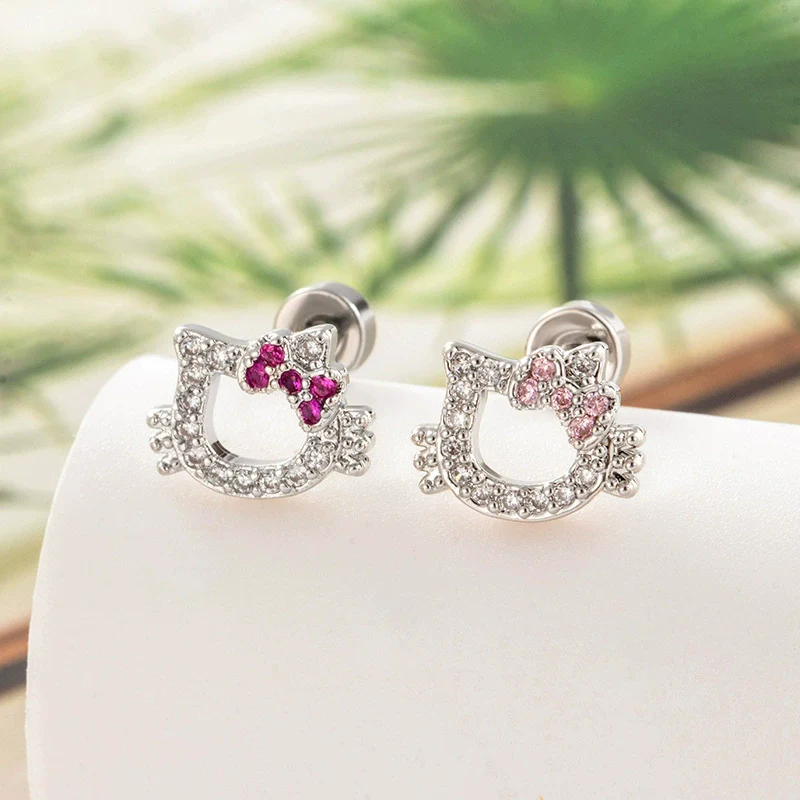 Wholesale Titanium Steel Microinlaid Zircon Animal Cat Style Jewelry For Women
