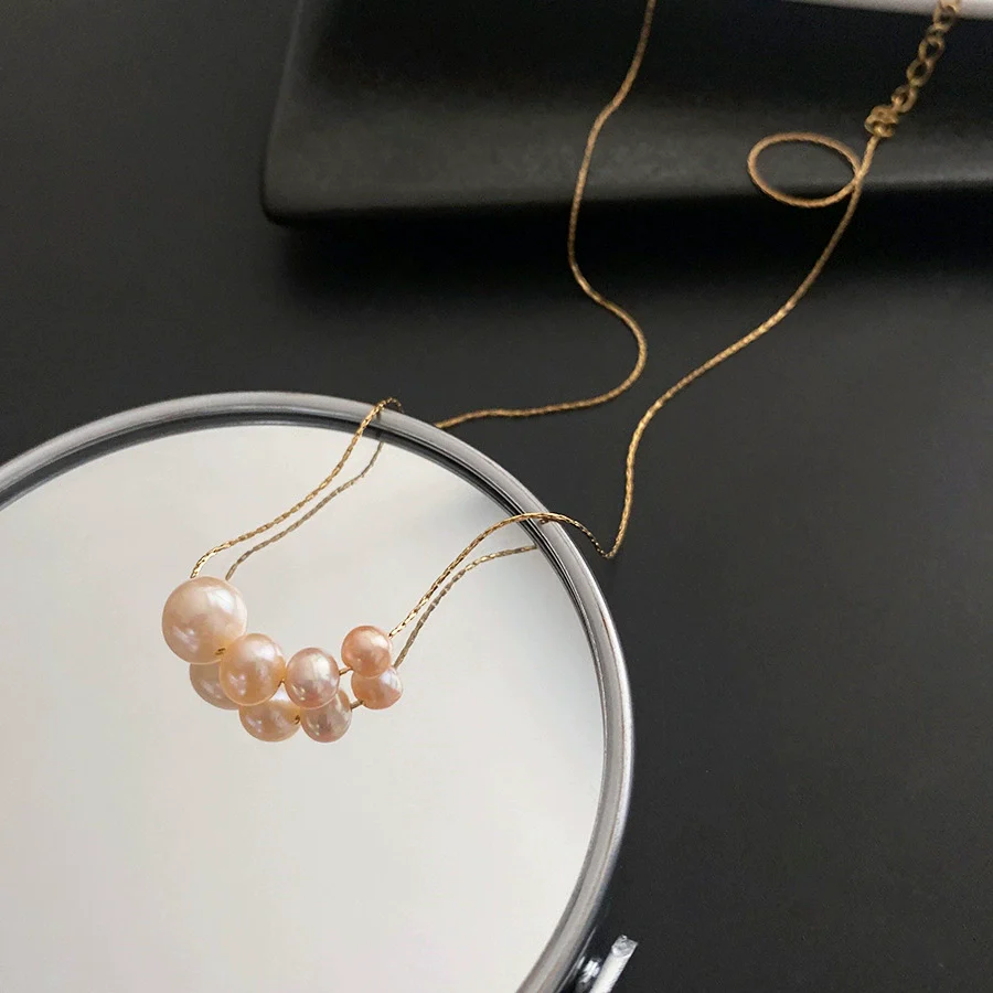 Wholesale Titanium Steel Natural Pearl Necklace Geometric Light Luxury Niche Design For Women - Image 7