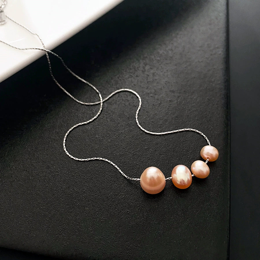Wholesale Titanium Steel Natural Pearl Necklace Geometric Light Luxury Niche Design For Women - Image 8