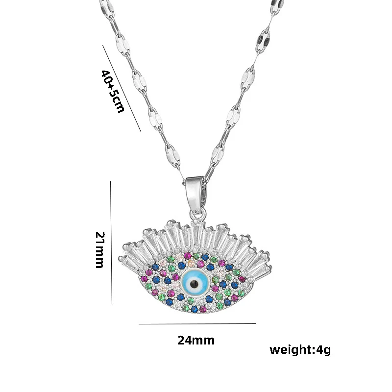 Wholesale Titanium Steel Necklace Female Fashion Devil Eye Pendant 18K Gold Plated - Image 4