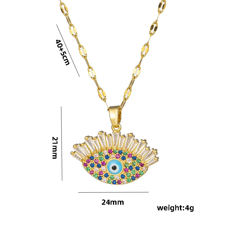 Wholesale Titanium Steel Necklace Female Fashion Devil Eye Pendant 18K Gold Plated - Image 5