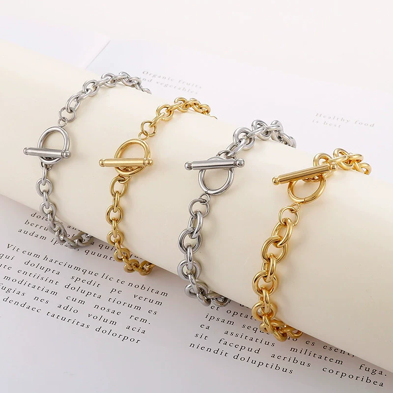 Wholesale Titanium Steel Ochain Bracelet With Geometric Cross And Electroplating Treatment