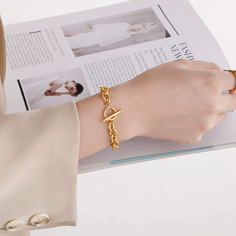 Wholesale Titanium Steel Ochain Bracelet With Geometric Cross And Electroplating Treatment - Image 4