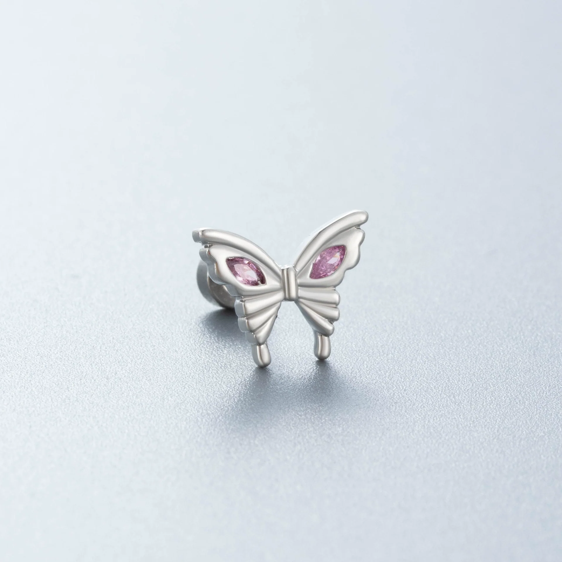 Wholesale Titanium Steel Perforated Ear Nail Sweet Style With Zircon Flower Love Butterfly And Heart Pattern For Women - Image 7