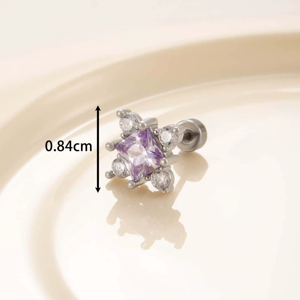 Wholesale Titanium Steel Princess Style Cross Flower Earrings Inlaid With Zircon For Women - Image 6