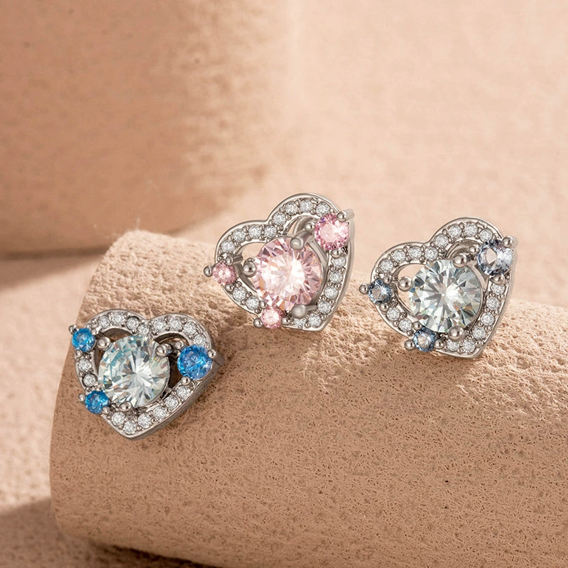 Wholesale Titanium Steel Princess Style Inlaid Zircon Ear Nail With Eight Heart Eight Arrows Design