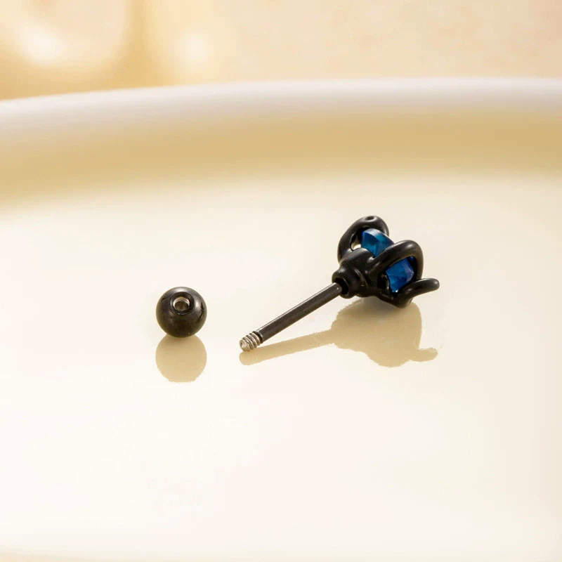 Wholesale Titanium Steel Punk Style Snake Shaped Ear Studs Set With Precious Stones For Women - Image 3