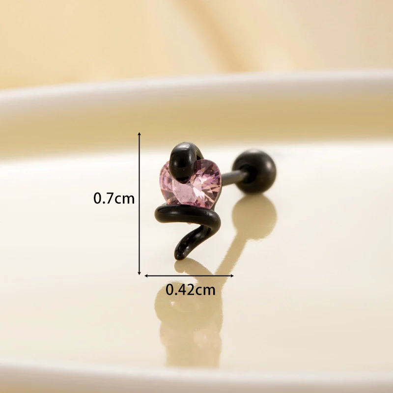 Wholesale Titanium Steel Punk Style Snake Shaped Ear Studs Set With Precious Stones For Women - Image 5