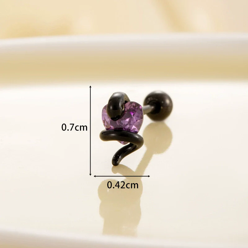 Wholesale Titanium Steel Punk Style Snake Shaped Ear Studs Set With Precious Stones For Women - Image 7