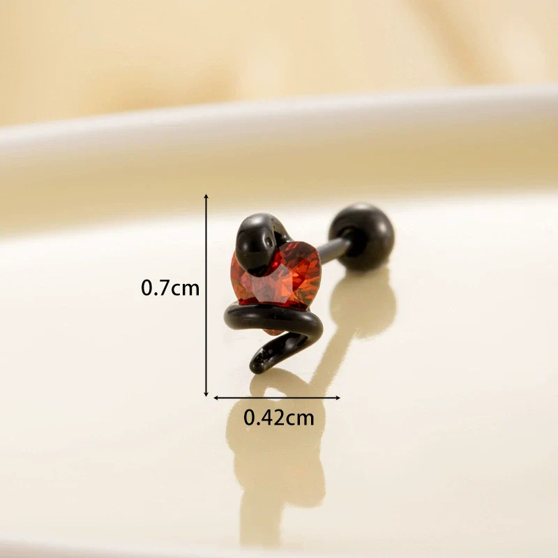 Wholesale Titanium Steel Punk Style Snake Shaped Ear Studs Set With Precious Stones For Women - Image 8