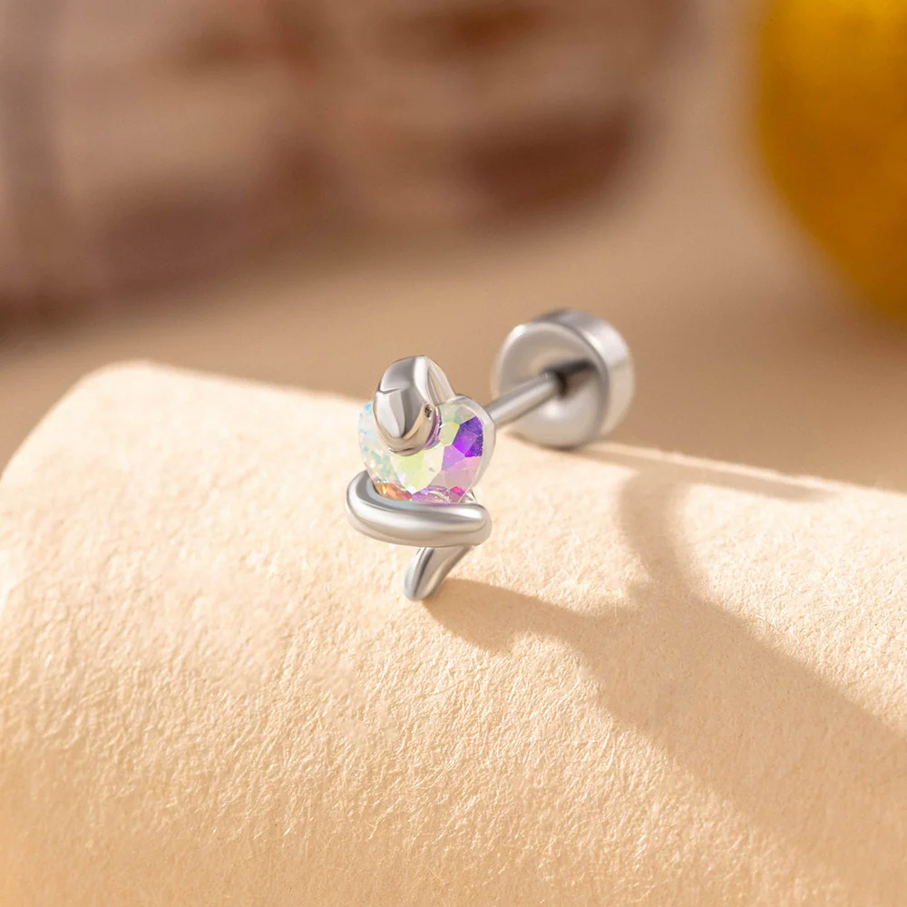 Wholesale Titanium Steel Punk Style Snake Shaped Women's Ear Nail Set With Precious Stones - Image 5