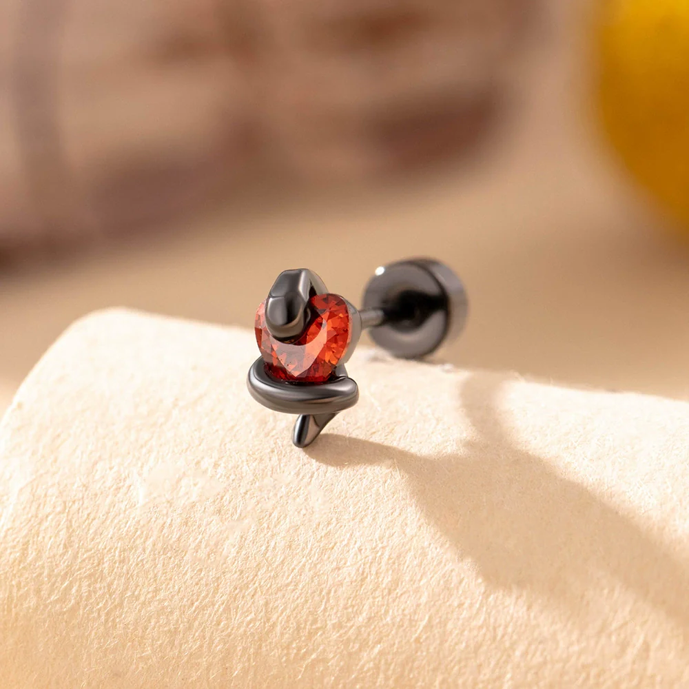 Wholesale Titanium Steel Punk Style Snake Shaped Women's Ear Nail Set With Precious Stones - Image 6