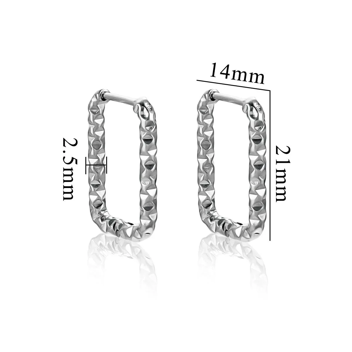 Wholesale Titanium Steel Rectangular Irregular Hammer Pattern Electroplated Unisex Simple Geometric Earrings - Image 8