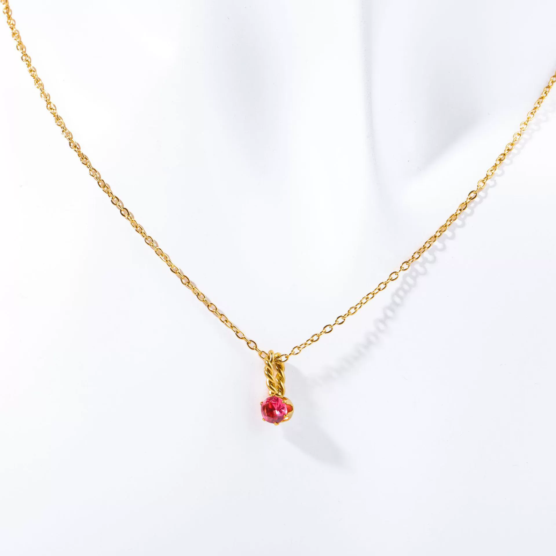 Wholesale Titanium Steel Retro Geometric Diamond Design Round Pendant Ochain Necklace For Women With Twelve Birthstones - Image 11