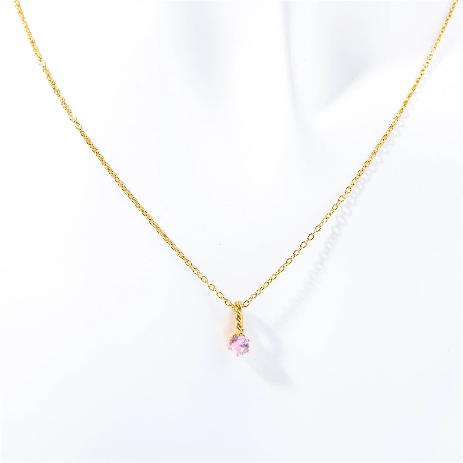 Wholesale Titanium Steel Retro Geometric Diamond Design Round Pendant Ochain Necklace For Women With Twelve Birthstones - Image 14
