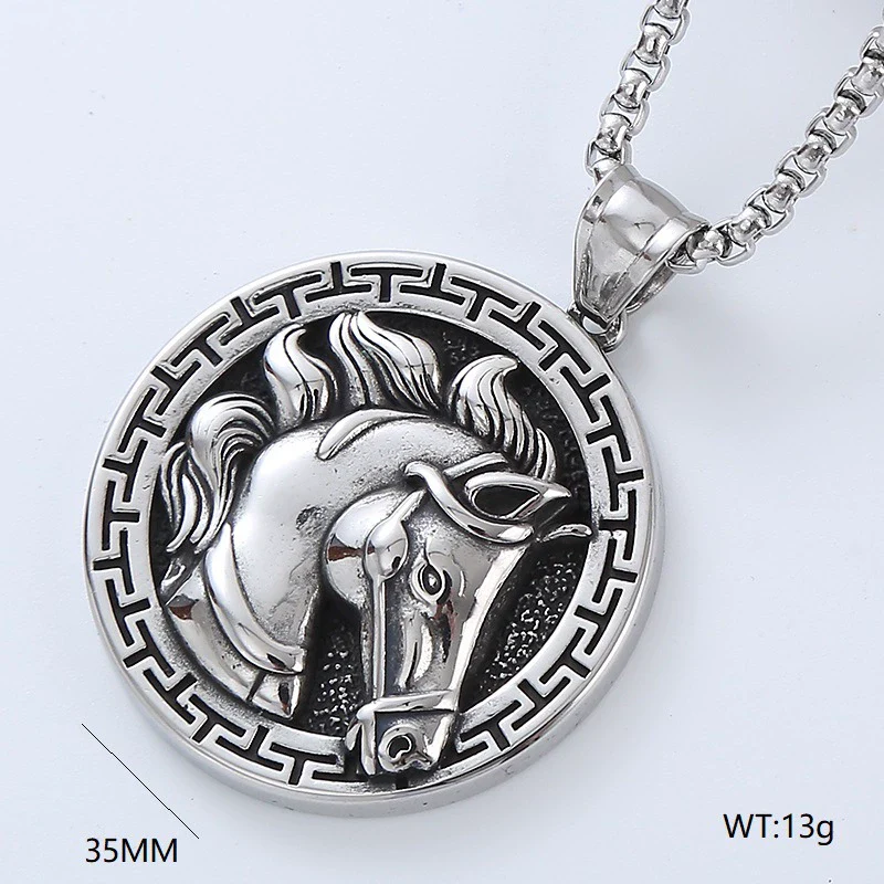 Wholesale Titanium Steel Retro Punk Hip Hop Geometric Men's Necklace With Polishing Treatment - Image 10