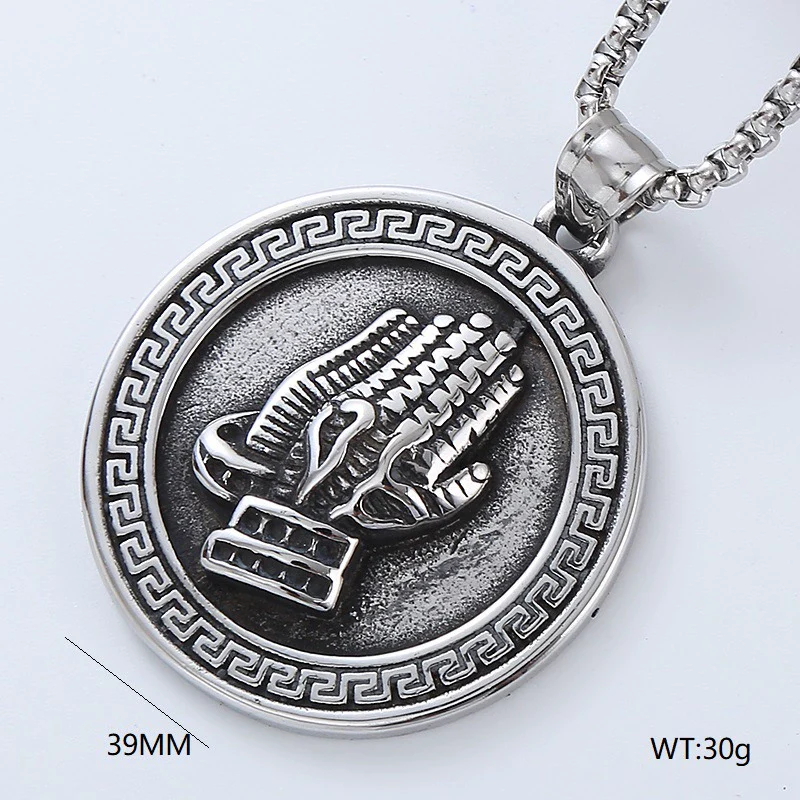 Wholesale Titanium Steel Retro Punk Hip Hop Geometric Men's Necklace With Polishing Treatment - Image 18