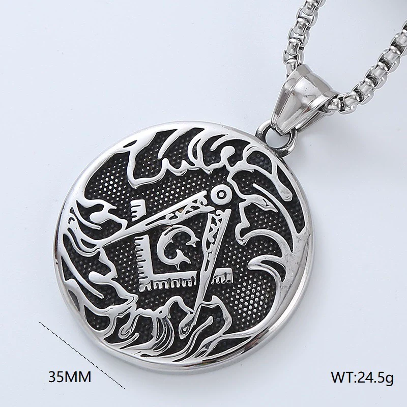 Wholesale Titanium Steel Retro Punk Hip Hop Geometric Men's Necklace With Polishing Treatment - Image 9