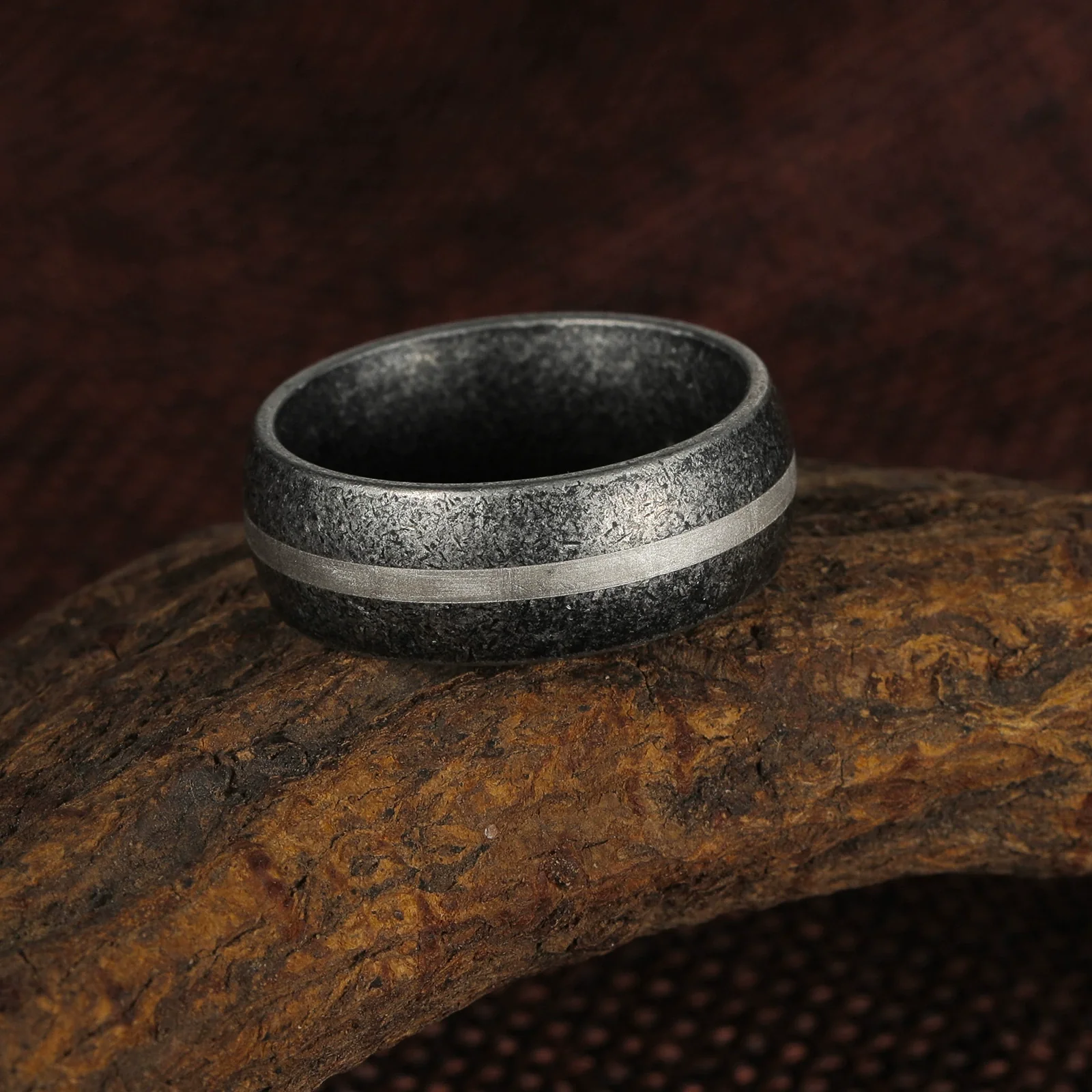 Wholesale Titanium Steel Ring Geometric Design Distressed Style Unisex - Image 3