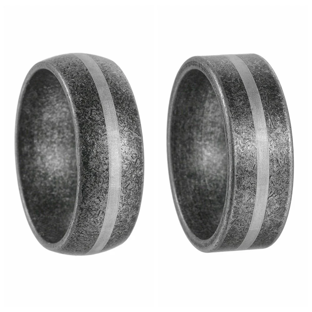 Wholesale Titanium Steel Ring Geometric Design Distressed Style Unisex - Image 5