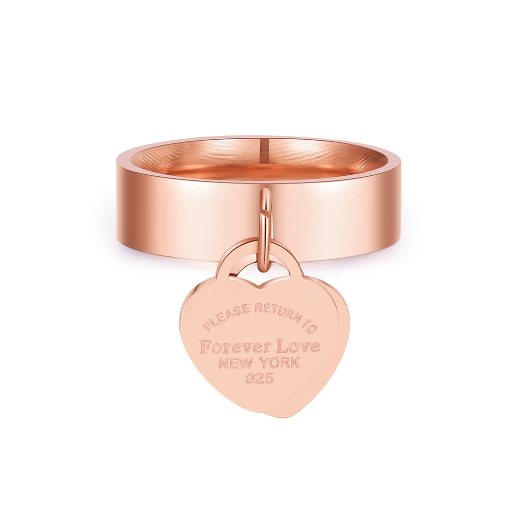 Wholesale Titanium Steel Ring Light Luxury Business Style Heart Shape Real Gold Plated Unisex - Image 6