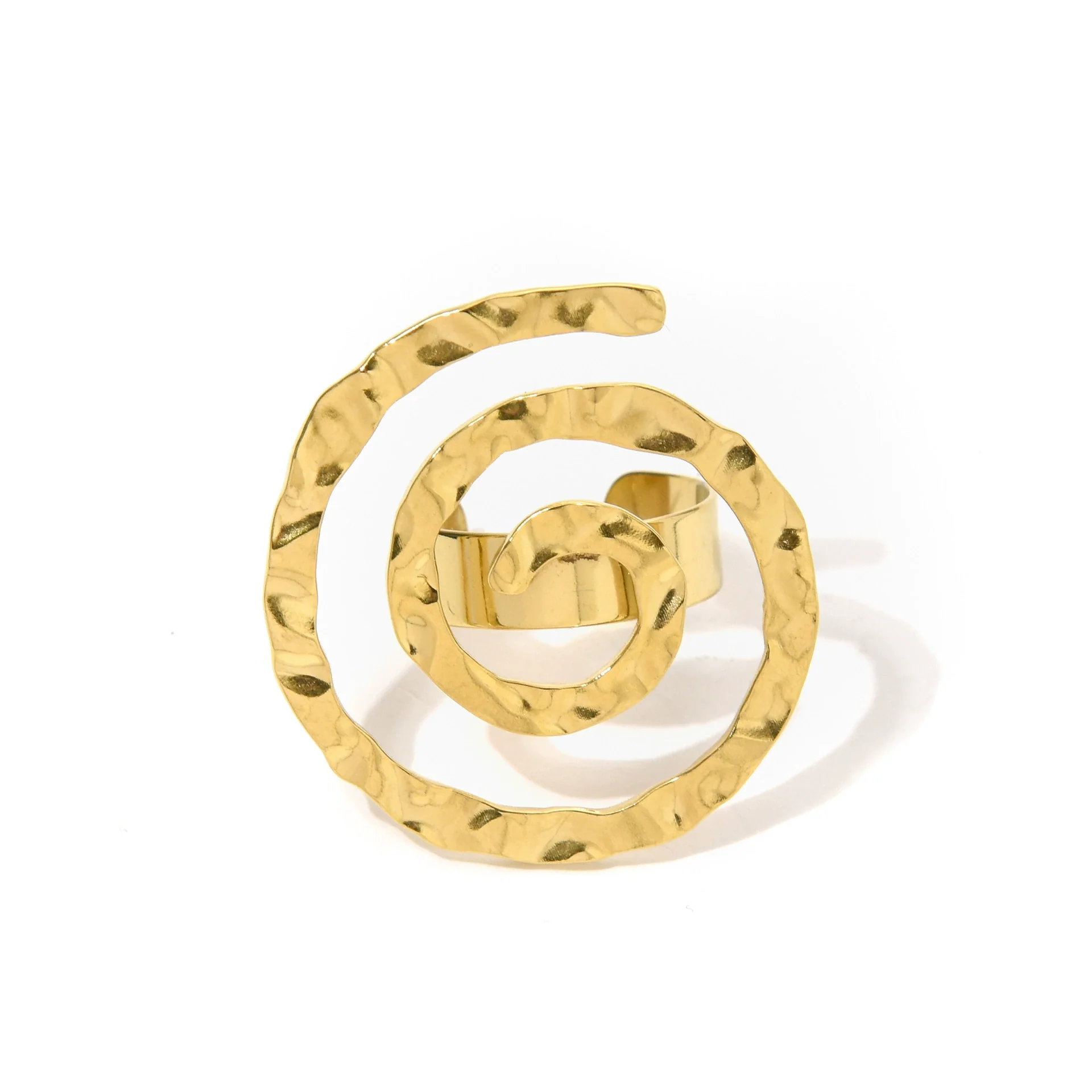 Wholesale Titanium Steel Ring With Geometric Pattern And Electroplating Exaggerate Style Hollow Design - Image 5