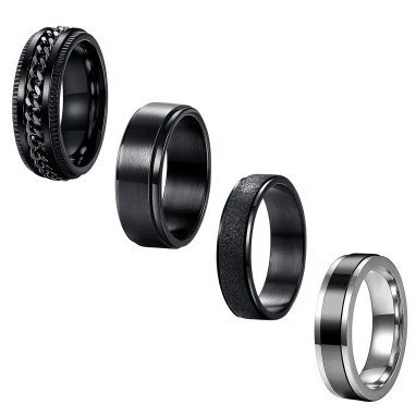 Wholesale Titanium Steel Rotating Decompression Ring Geometric Style Electroplated Unisex Jewelry - Image 5