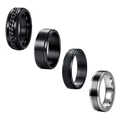 Wholesale Titanium Steel Rotating Decompression Ring Geometric Style Electroplated Unisex Jewelry - Image 6