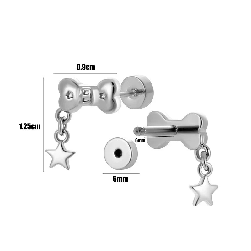 Wholesale Titanium Steel Round Cake Bone Ear Bone Nail With Electroplating Treatment And Cute Personality Style - Image 3