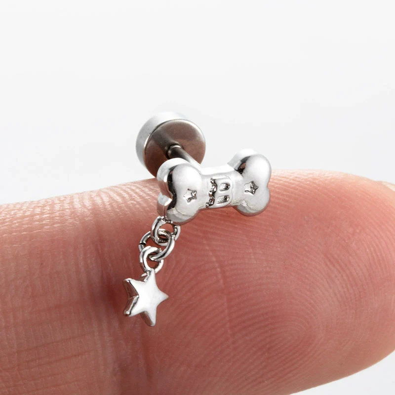 Wholesale Titanium Steel Round Cake Bone Ear Bone Nail With Electroplating Treatment And Cute Personality Style - Image 4