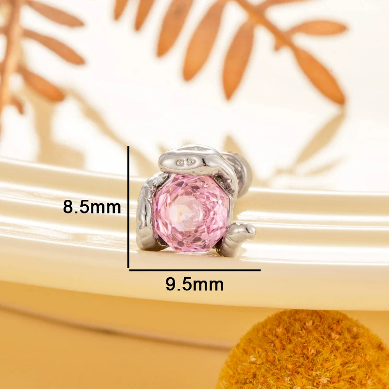 Wholesale Titanium Steel Snake And Flower Earrings With Inlaid Zircon Unisex Rose Cut Diy Hand Set - Image 6