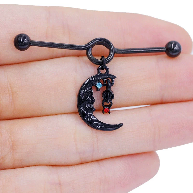 Wholesale Titanium Steel Specialshaped Bar Chain Pendant Earrings Geometric Heart Bow Tie Star Shape Electroplating Unisex Hiphop Piercing Ear Bridge - Image 4