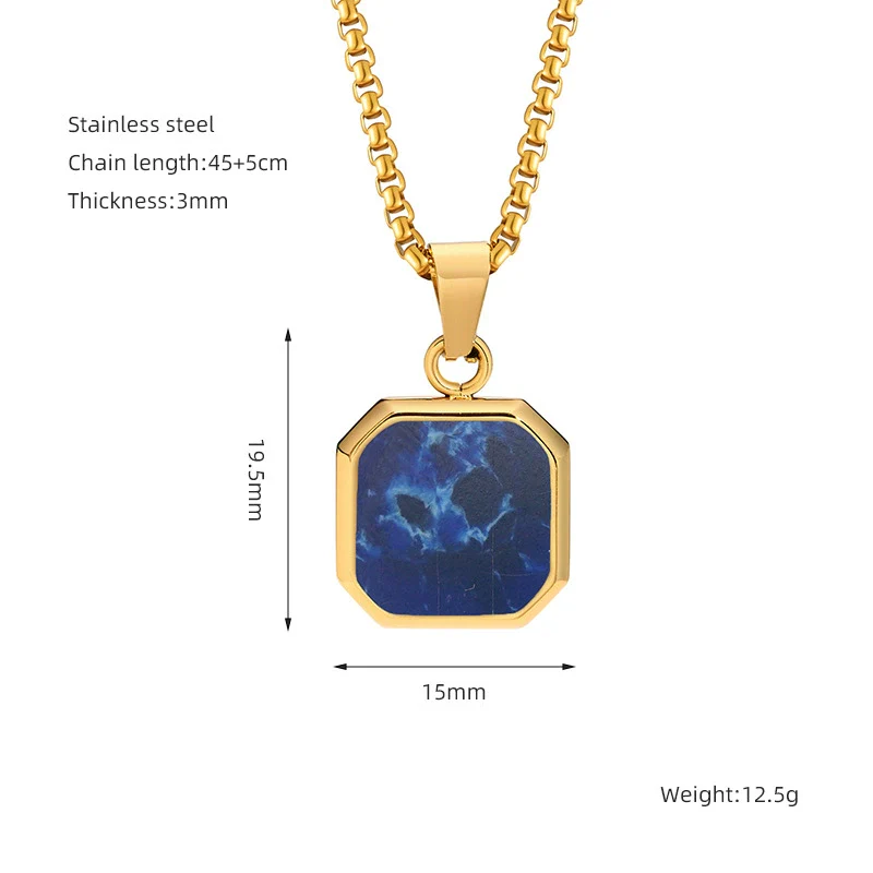 Wholesale Titanium Steel 316L Stainless Steel Geometric Pendant Necklace For Women Light Luxury With Natural Gold Sand - Image 10