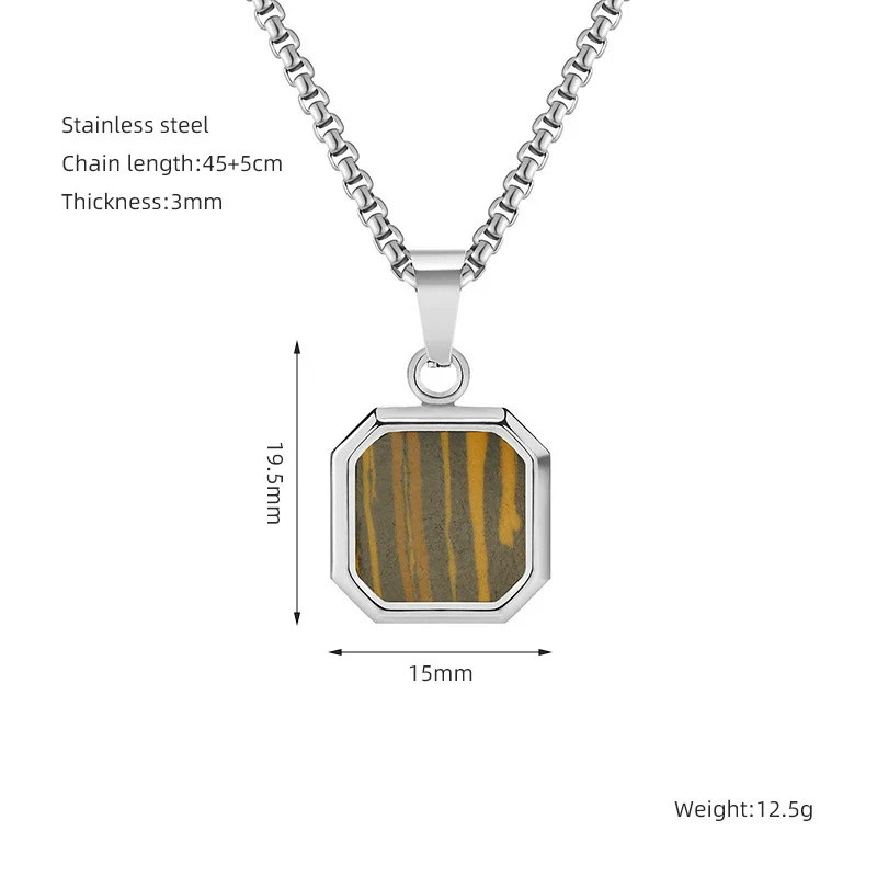 Wholesale Titanium Steel 316L Stainless Steel Geometric Pendant Necklace For Women Light Luxury With Natural Gold Sand - Image 13