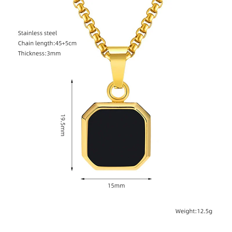 Wholesale Titanium Steel 316L Stainless Steel Geometric Pendant Necklace For Women Light Luxury With Natural Gold Sand - Image 7