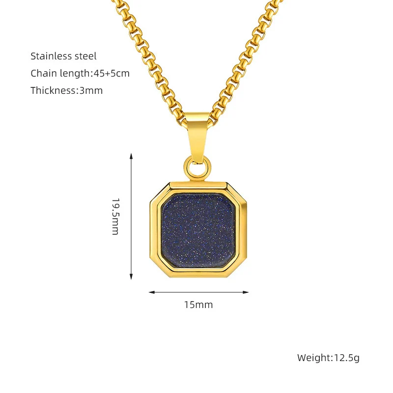 Wholesale Titanium Steel 316L Stainless Steel Geometric Pendant Necklace For Women Light Luxury With Natural Gold Sand - Image 9
