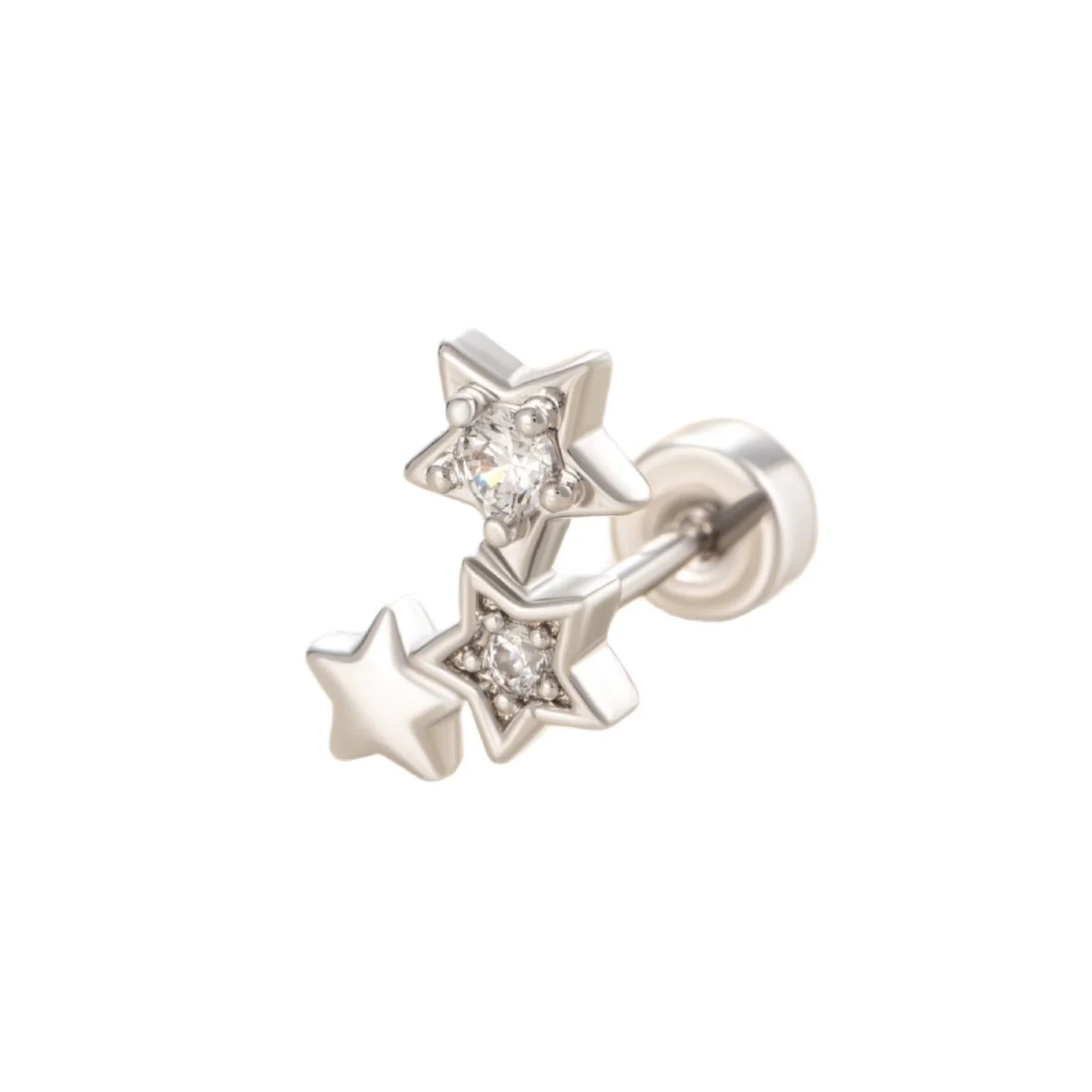 Wholesale Titanium Steel Star Shaped Perforated Earrings With Zirconia For Women Fairy Style - Image 4