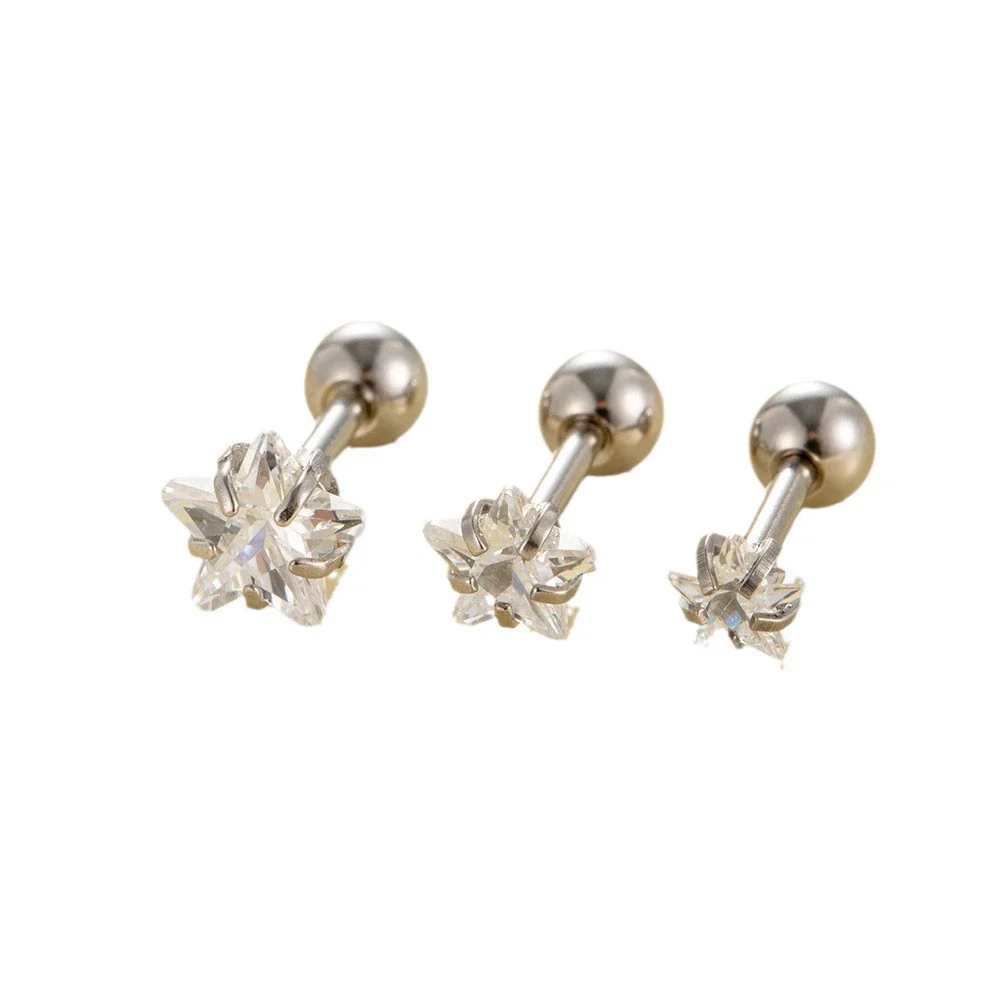 Wholesale Titanium Steel Sweet Star Shaped Zircon Inlaid Earring - Image 4