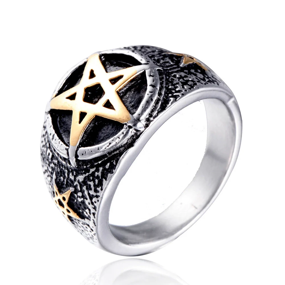Wholesale Titanium Steel Unisex Geometric Fivepointed Star Ring With Electroplating - Image 6