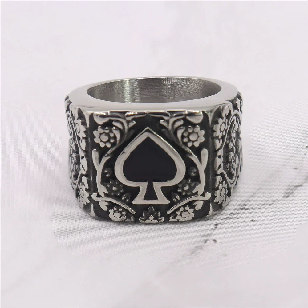 Wholesale Titanium Steel Unisex Ring Personality Retro Black Peach Epoxy Carved Dripping Oil Geometric Style - Image 2