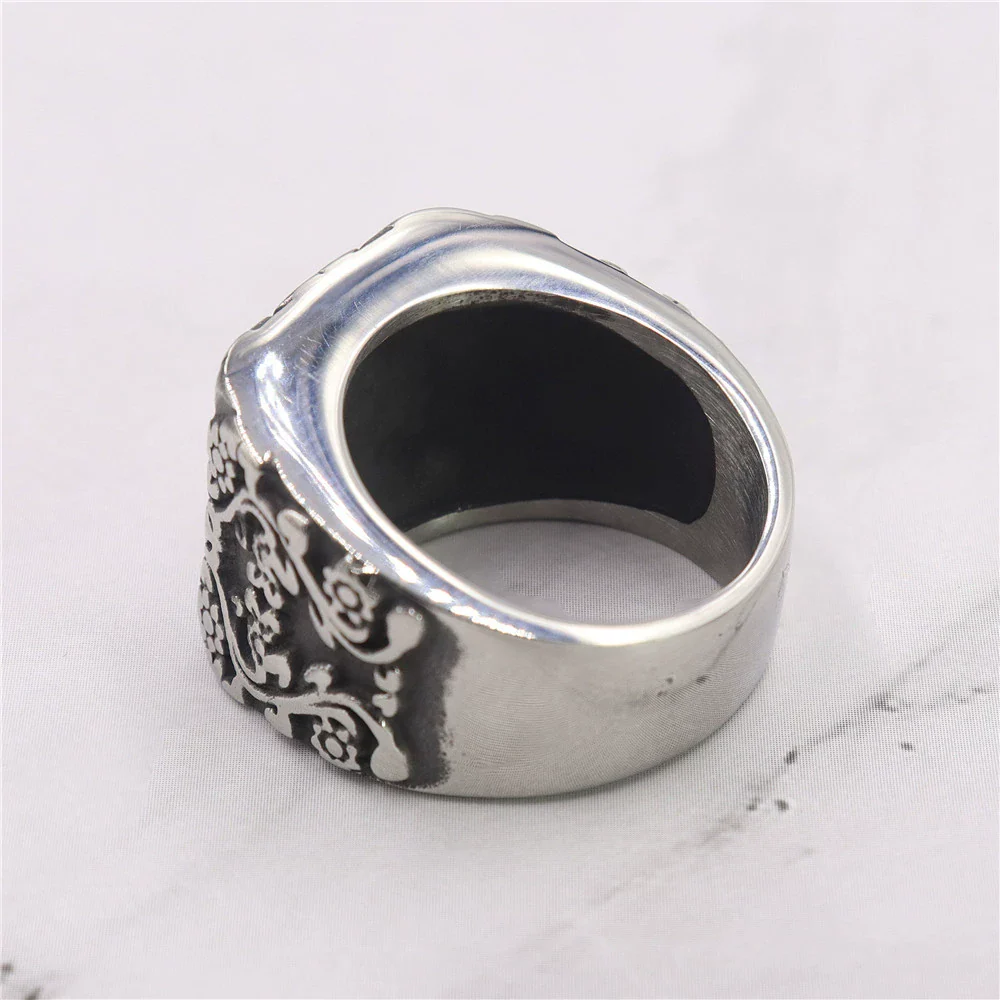 Wholesale Titanium Steel Unisex Ring Personality Retro Black Peach Epoxy Carved Dripping Oil Geometric Style - Image 3