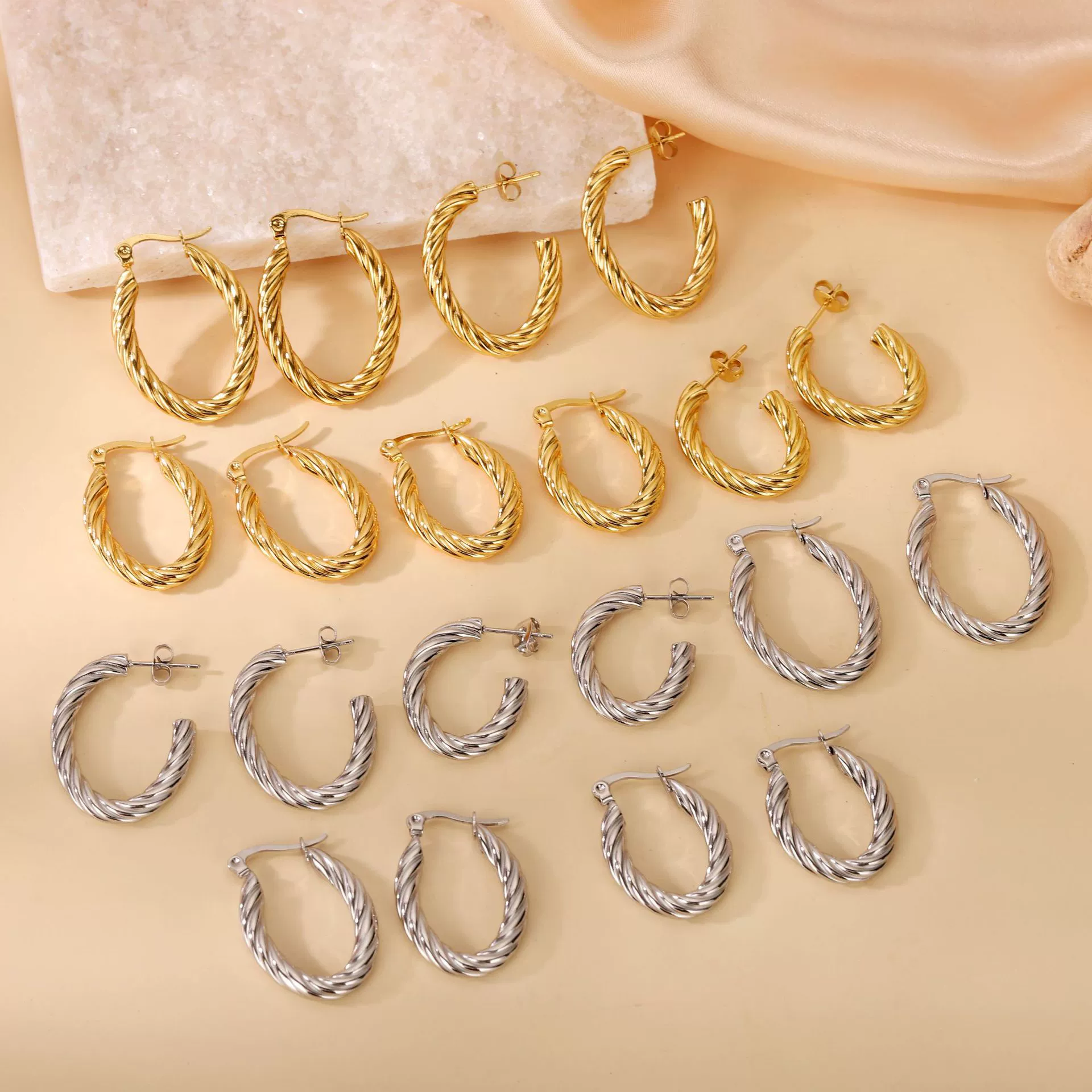Wholesale Titanium Steel Women's Geometric Earrings Fashion Elegant Stereo Highend Polish Style - Image 4