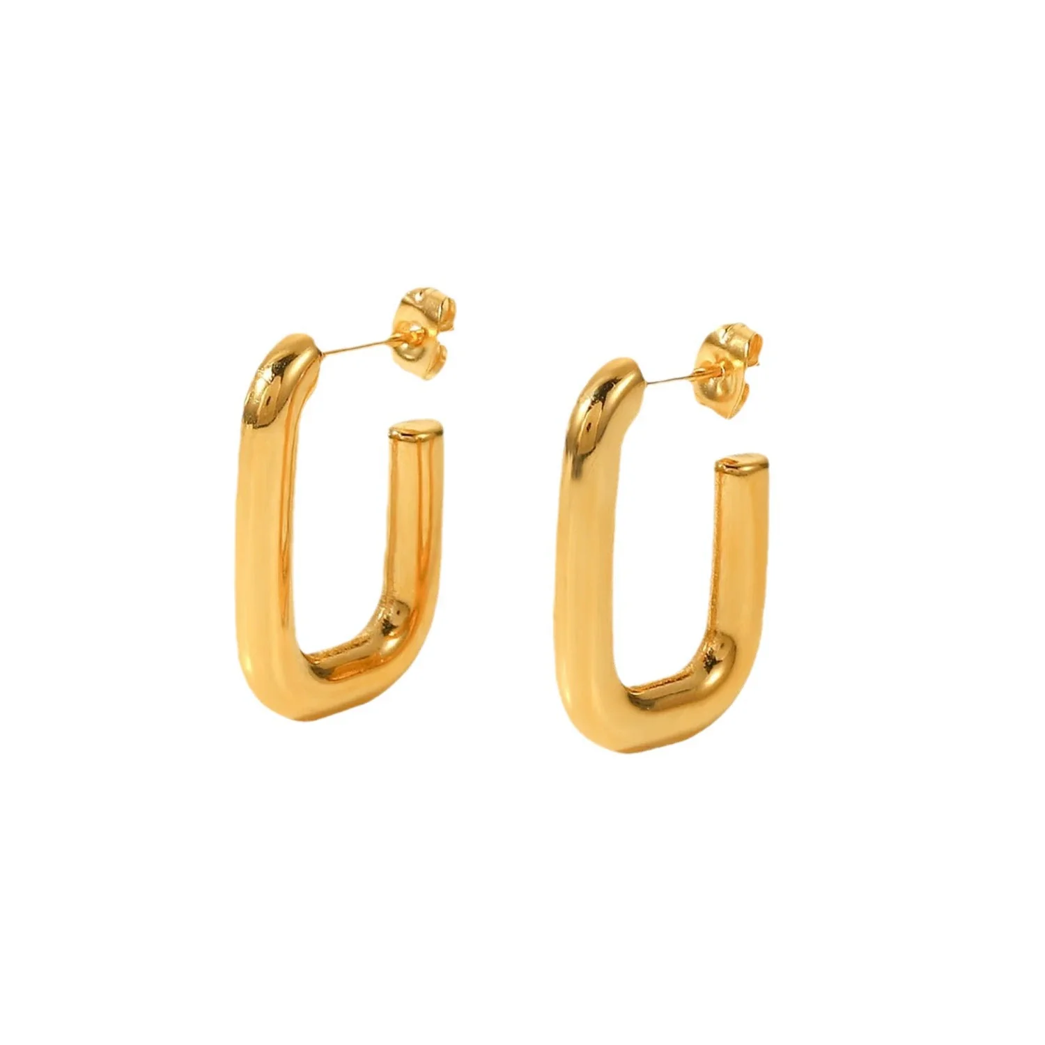 Wholesale Titanium Steel Women's Open Square Geometric Earrings With 18K Gold Electroplating - Image 5